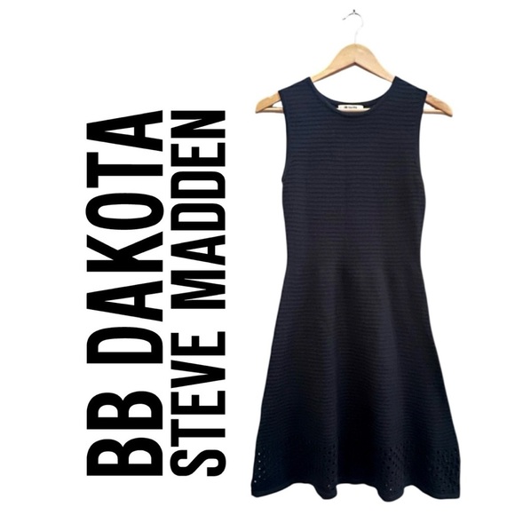 BB Dakota Dresses & Skirts - STEVE MADDEN BB DAKOTA Black Wool Blend Sleeveless Dress Stretch Ribbed Womens S